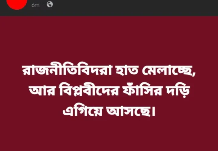 ‘রাজনীতিবিদরা হাত মেলাচ্ছে, আর বিপ্লবীদের ফাঁসির দড়ি এগিয়ে আসছে’: হাসনাত আবদুল্লাহ