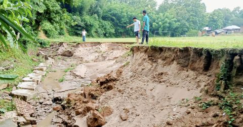 ভাঙনের মুখে পানছড়ির লোগাং অনুপম হিমাংশু ক্রীড়াঙ্গন মাঠ