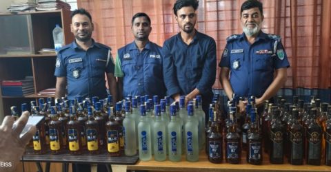 মাধবপুরে ৯০ বোতল বিদেশি মদসহ মাদক ব্যবসায়ী আটক