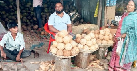 পাঁচবিবিতে পুজার নারিকেল আগুনের ঝাঁঝ
