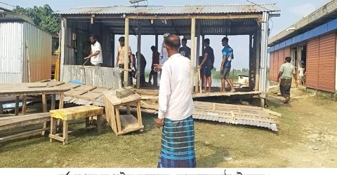 ধর্মপাশার সুখাইড় বাজারে প্রশাসনের সহায়তায় বেদখল জায়গা ফেরত পেয়েছেন অভিজিৎ সরকার