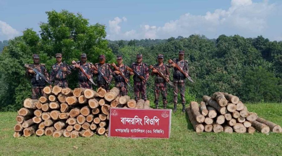 খাগড়াছড়িতে বিজিবির অভিযানে ৬৫ ঘনফুট অবৈধ কাঠ জব্দ
