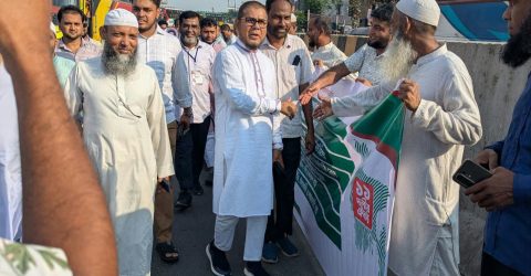 ঢাকা-৪ আসনের এমপি সৈয়দ জয়নুল আবেদীনের অংশগ্রহণে কুষ্টিয়ামুখী ১১ দলীয় জোটের লংমার্চ